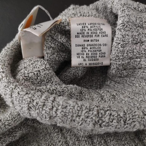 Kathy Lee Collection L Sweater Woman’s Solid Grey Turtleneck 1/2 Sleeve - Picture 5 of 8